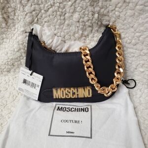 Moschino Logo Hobo Bag Fantasy Print Black